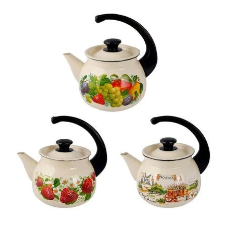 Чайник 3л эмаль слоновая кость с рис. сферический 42704-122/6-У (4)