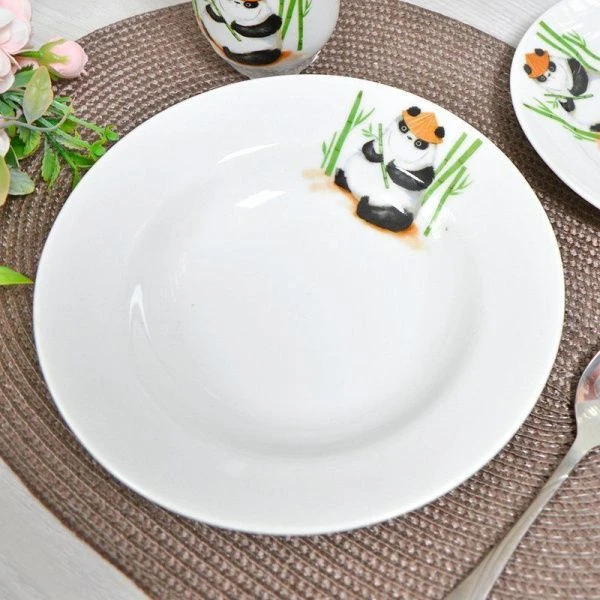 Тарелка детская глубокая 200мм фарфор КРОХА Панда Идиллия (20)