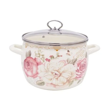 Кастрюля 7,5л эмаль Elegant со стекл.крышкой 24см индукция DL15040 (8)