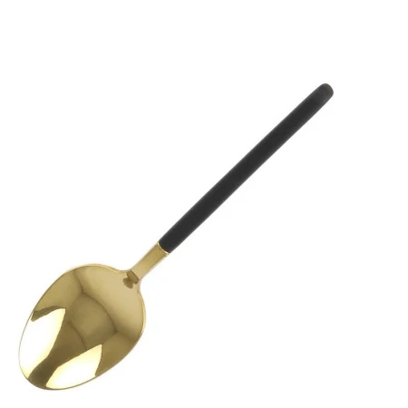 Ложка чайная 15*3,5см сталь золото с черной ручкой 364-3/JC-10322 (600)
