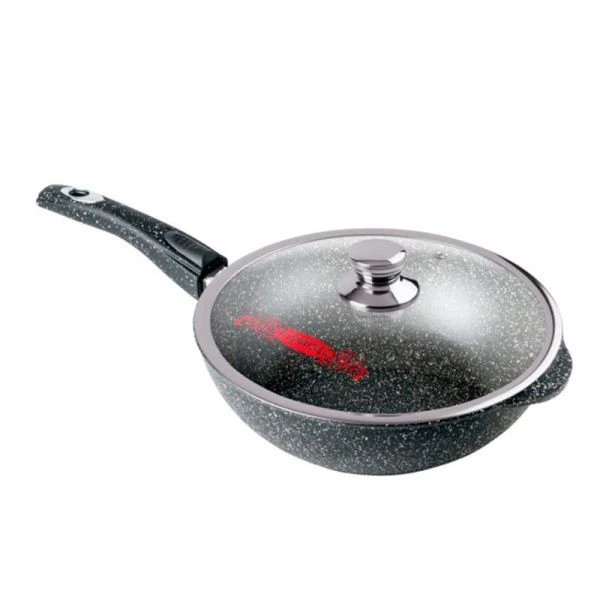 Сотейник 280/82мм алюминий АП Гранит индукция со съемной ручкой со стекл.крышкой подар.уп. (1)