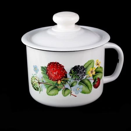 Кружка 1л эмаль с крышкой ЛЕСНАЯ  0207П2/4 (8)