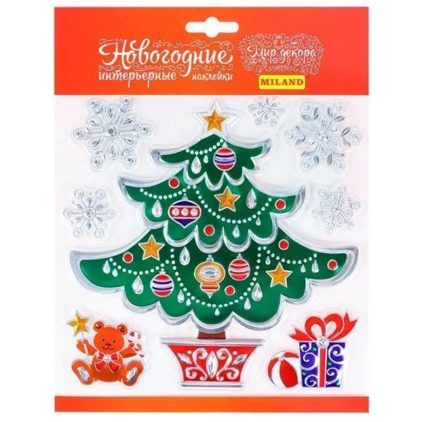 Интерьерная наклейка Красивая Новогодняя ёлочка 18x18см НУ-9248