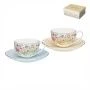 Чайный набор 4пр фарфор ВРЕМЕНА ГОДА на 2 персоны 280мл голубой-желтый (12)