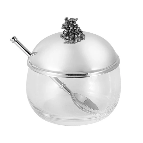 Ваза для джема 9*9*10см стекло ВИНТАЖ с мет.крышкой, ложкой RE-19975.18 (12)