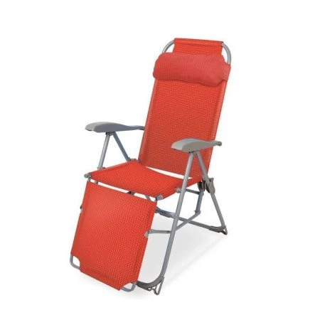 Кресло-шезлонг складное 85*59*116см металл с подножкой (max нагр.100кг) сетка гранатовый К3 (1)