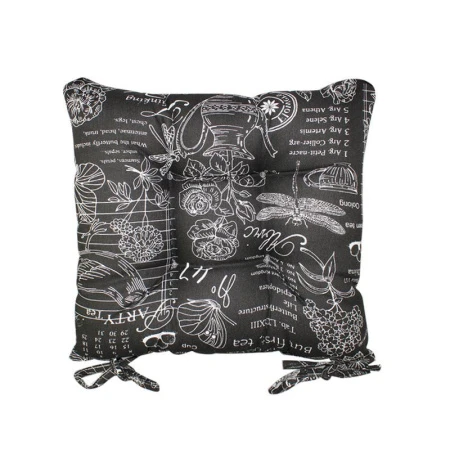 ВЕРСАЛЬ ЧЕРНЫЙ Сидушка на стул (табурет) рогожка 40*40(+-5 см) с завязками LeSonnet арт. 3