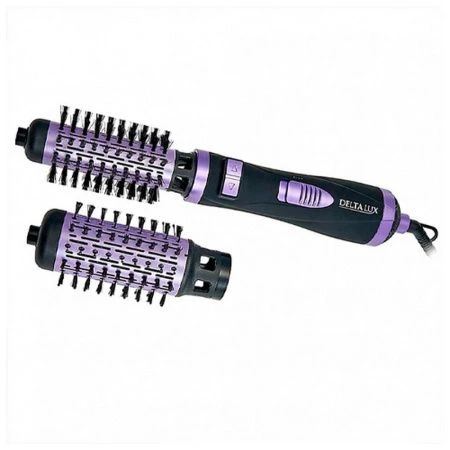 Фен-щетка DELTA LUX DL-0443R черн-фиолетовый 1000Вт, 2 насадки с керам покр.(40,50мм), вращение (12)