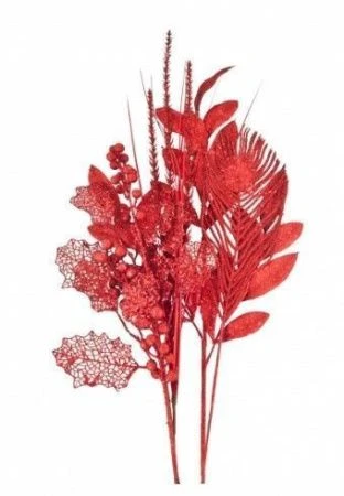 Украшение новогоднее Ветки КРАСНЫЙ (24)