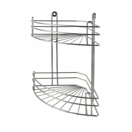 Полка угловая 2 ярусная 28,5*18*35см глубокая краш. хром зеркальный с креплениями (вку-3.2.3) (2)