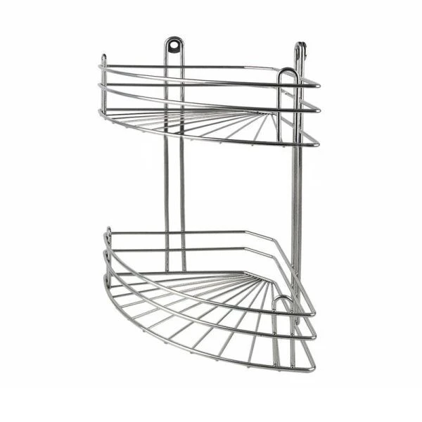 Полка угловая 2 ярусная 28,5*18*35см глубокая краш. хром зеркальный с креплениями (вку-3.2.3) (2)