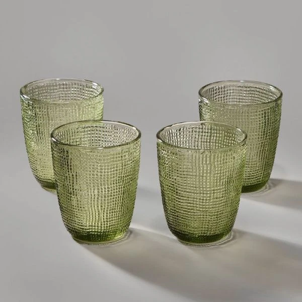 Стаканы набор 4шт 300мл стекло Tempo green (6)