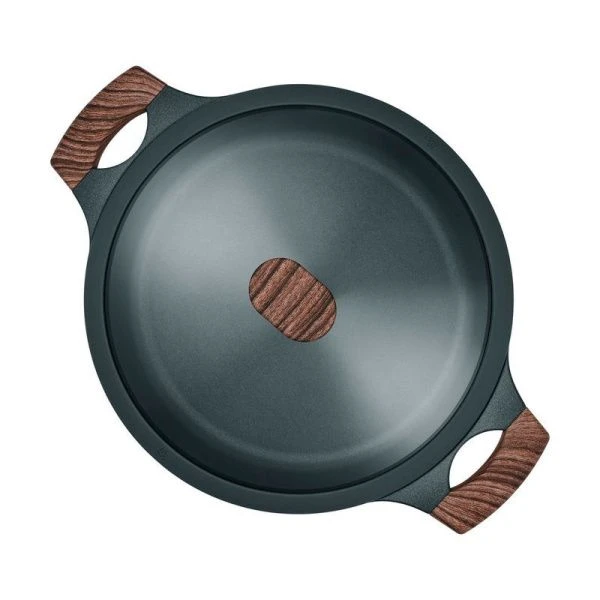 Сотейник 4,1л h7,9см алюминий АП со стекл.крышкой с силикон.ободком 28см индукция RAN (6)