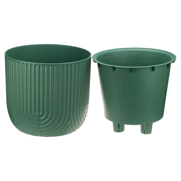 Кашпо 7,8л 280мм пластик РАМОНА со вставкой французcкий серый (1)