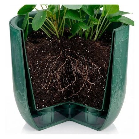 Кашпо 3,7л d220мм пластик МИКРИТ со вставкой серый слайн (8)