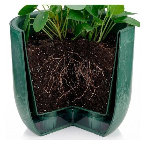 Кашпо 3,7л d220мм пластик МИКРИТ со вставкой серый слайн (8)