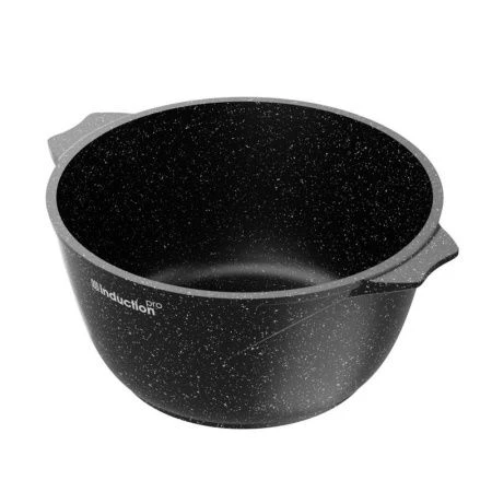 Кастрюля 4л алюминий АП ГРАНИТ BLACK INDUCTION PRO стекл.крышка 24см индукция (5)