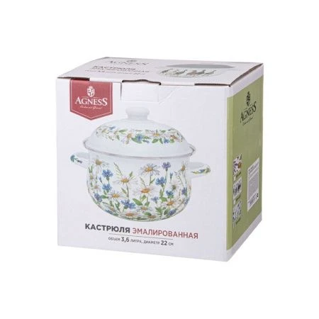 Кастрюля 3,6л эмаль Family Farm с крышкой 22см выс.13см (6)