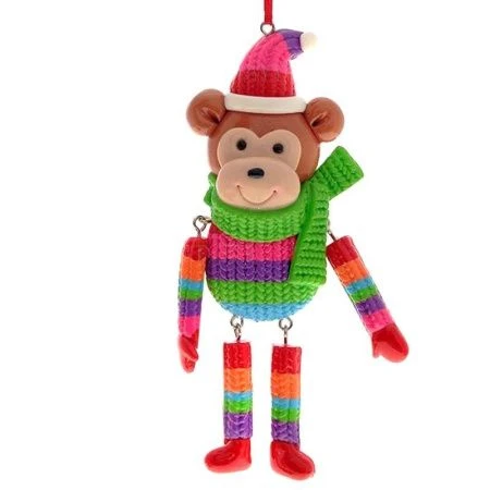 Игрушка новогодняя на елку ОБЕЗЬЯНКА 9,5х2х14,5см (144)