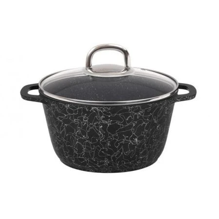 Кастрюля 2,5л алюминий АП ГРАЦИЯ с стекл.крышкой черный/серебро (3)