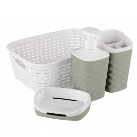 Набор для ванной комнаты 4пр пластик REEF серо-зеленый (8)