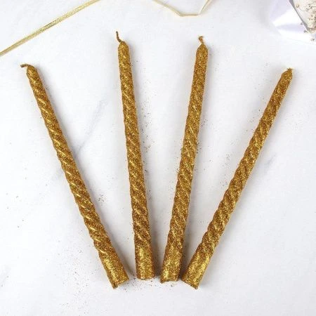 Набор свечей парафин 4шт. 25см витые золото BG-2 (120)