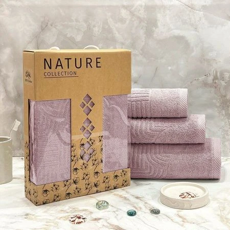 Набор полотенец махровых 3 шт.30*70/50*90/70*140см Оскар 07-157 темно-фиолетовый 450гр