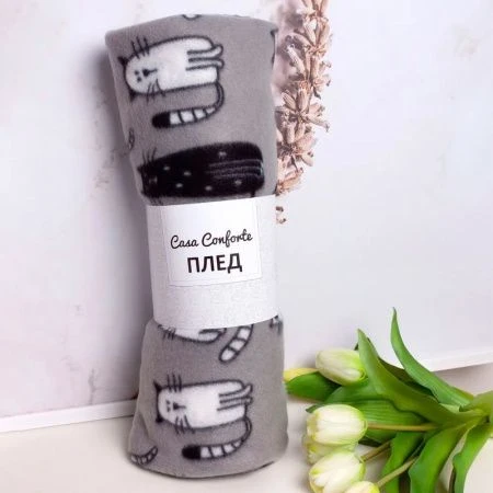 Плед 150*200 флис London Cats Grey