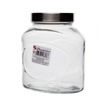 Банка для сыпучих продуктов 1л стекло ЭЛИПС с мет.крышкой (6)