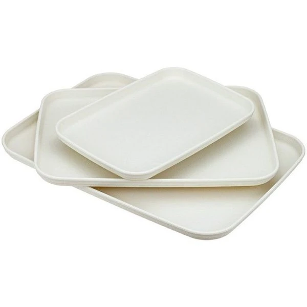 Набор подносов 3шт (17*24/22*30,5/25*35см) пластик белый ротанг (12)