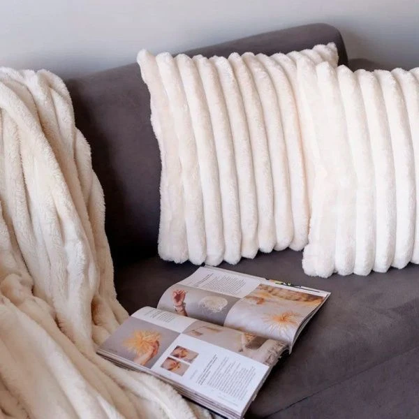 Наволочка декоративная 40*60см велсофт 300GSM полоска 2,5мм белая JC-17909 (50)