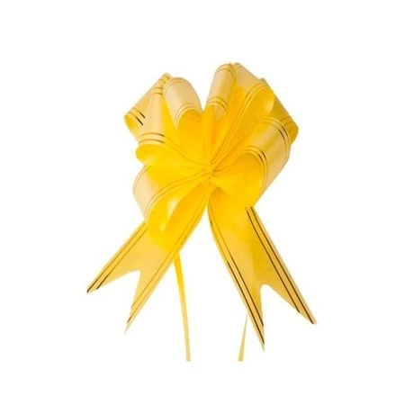 Бант-бабочка 2,8*45см желтый с золотой полосой (10)