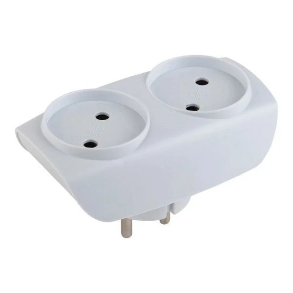 Разветвитель (двойник) пластик без заземления 16А белый  SP-2-W ЭРА (10)