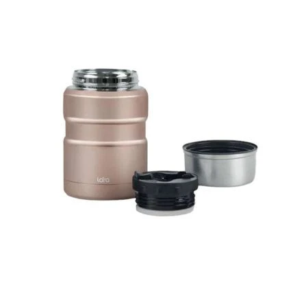 Термос 500мл нерж.сталь бежевый двойные стенки складная ложка LARA LR04-54 (24)