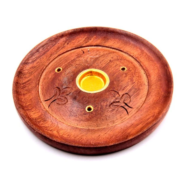 Подставка для благовоний деревянная тарелка с резьбой d10см HM-CH-09А (10)