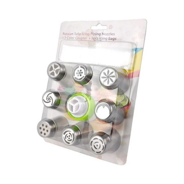 Набор кондитерский для декорирования 15,5*5*22см нерж.сталь (насадки+мешок) 3281 (144)