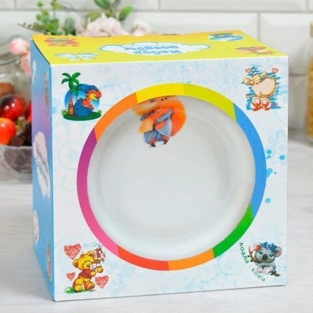 Набор детской посуды 3пр (тарелка губокая 200мл, мелкая тарелка 175мм, кружка 200мл) фарфор КРОХА Лисичка Идиллия (10)