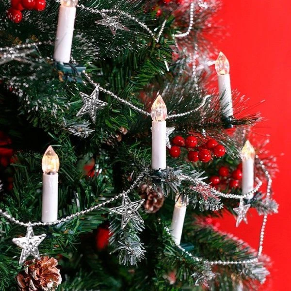 Новогоднее украшение бусы на ёлку серебряные "Яркие звезды" НУ-6745