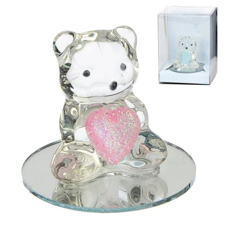 яяяСувенир на зеркале Мишка с сердечком стекло 7,5*5,7*4,7см (6/432)