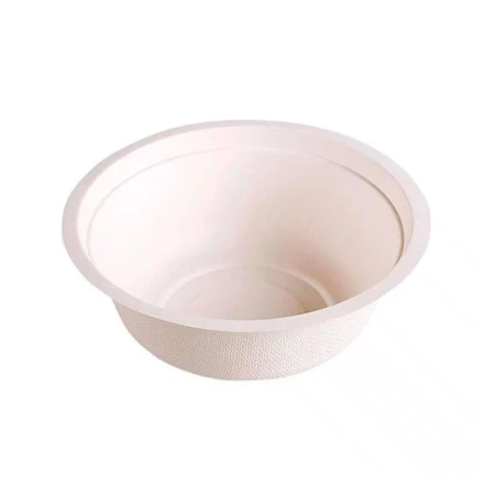 Тарелка суповая БИО 15,5см 450мл Сахарный тростник Круглая белая MS001 (х100/600)