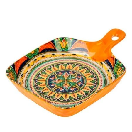 Блюдо 23*14,5см фарфор Arabesque оранжевый с ручкой (36)