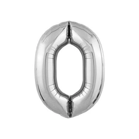 Шар фольгированный Цифра 0 серебро 40" (102см) Slim (50)