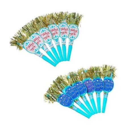 Гудки с новогодним декором, 6 шт, 19,5 см, пластик