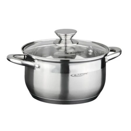 Кастрюля 1,8л нерж.сталь ДИАНА стекл.крышка d16см толщина стенок 0,5мм индукция KT01-D-18 (8)
