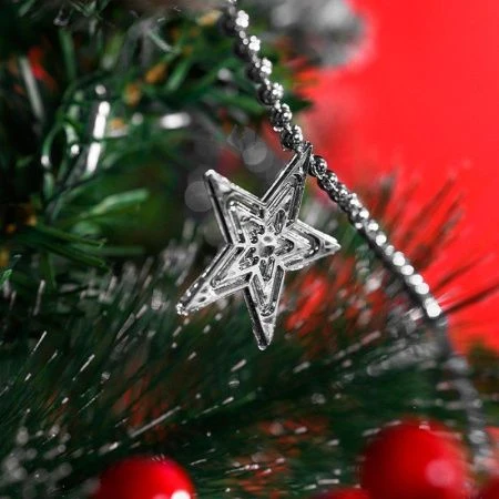 Новогоднее украшение бусы на ёлку серебряные "Яркие звезды" НУ-6745