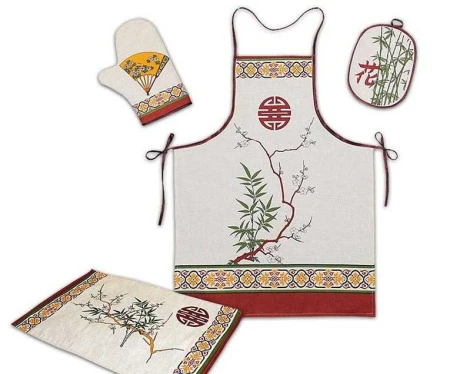 Кухонный набор 4пр (фартук, прихватка, полотенце 40*60) Сакура (лён-50%, хл.-50%) НК-59