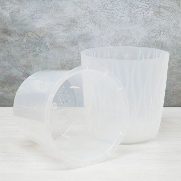 Горшок цветочный для орхидеи пластик 2,3л Desert d157 h152мм с дренажной вставкой (16)