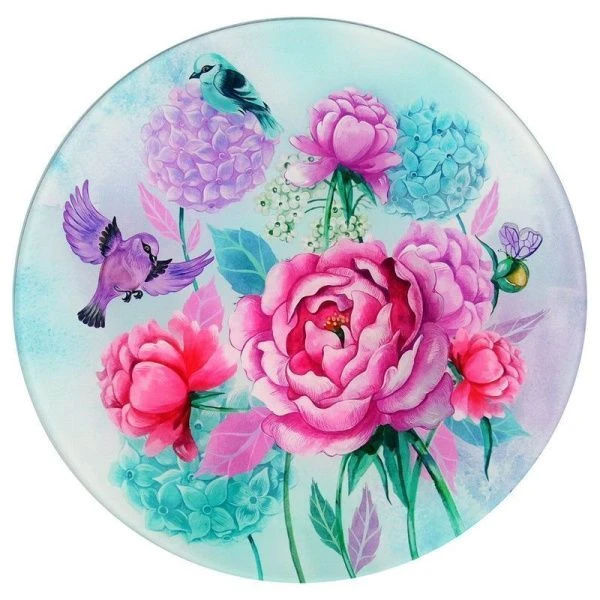 Доска разделочная 20см стекло ПИОНЫ И ПТИЧКИ VL48-154