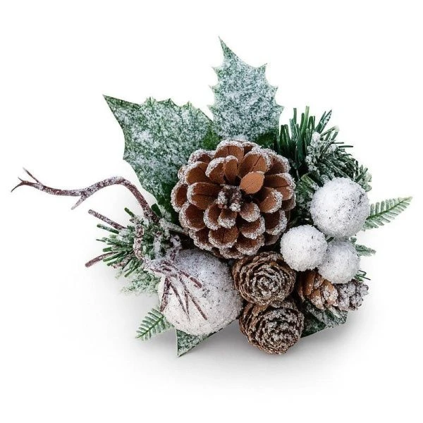 Украшение новогоднее Ветка 20*13см СОСНА с шишками заснеженная OSTVR024342/JC-16447 (288)