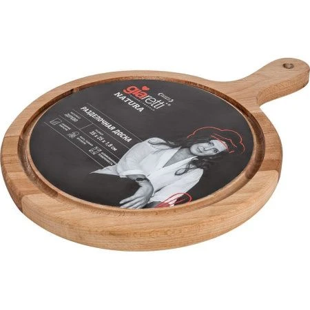 Доска разделочная 35*25*1,8см дерево Rosemary круглая с ручкой натуральный (5) ВЫВОД